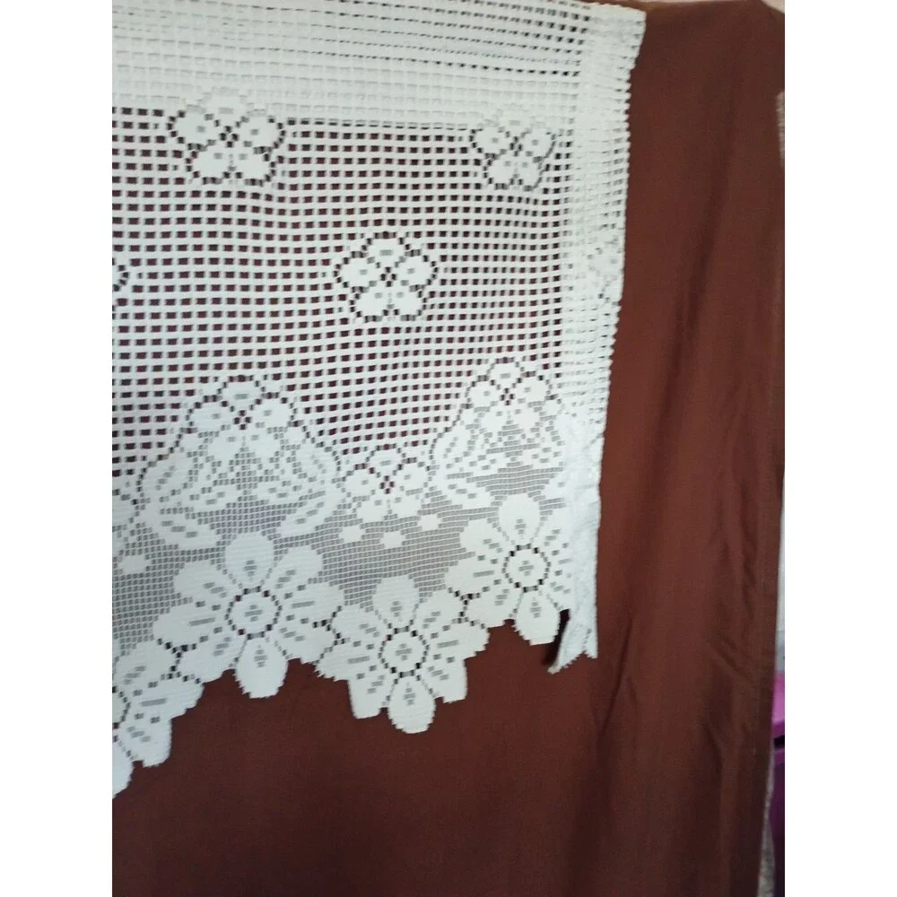 lace valance with a floral crochet-look trim and scalloped edge Vnt